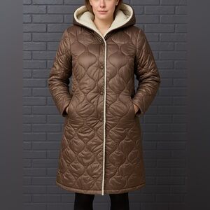 GRAN ORIENTE Woman’s lightweight Jacket w/Faux Fur Lining Hoodie Brown Small